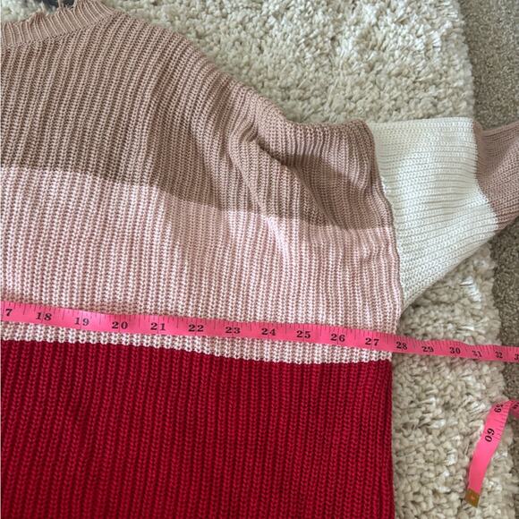 Fate Striped Distressed Raw Hem Low Back Sweater Large - Picture 6 of 8